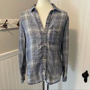 American Eagle Blue & Gray Plaid Shirt